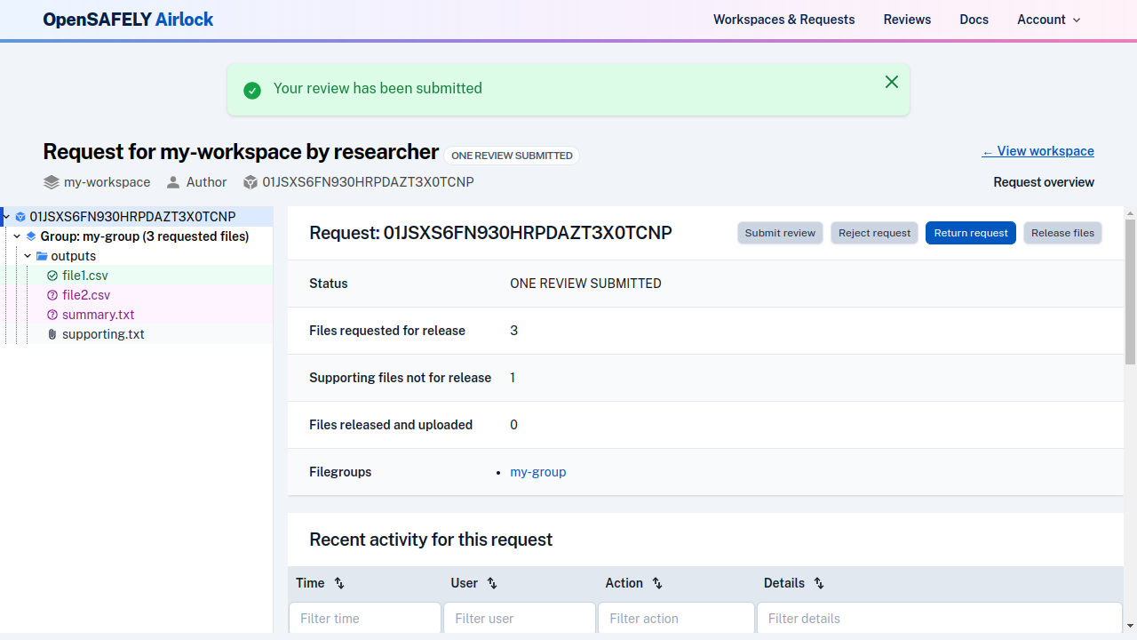After independent review submitted